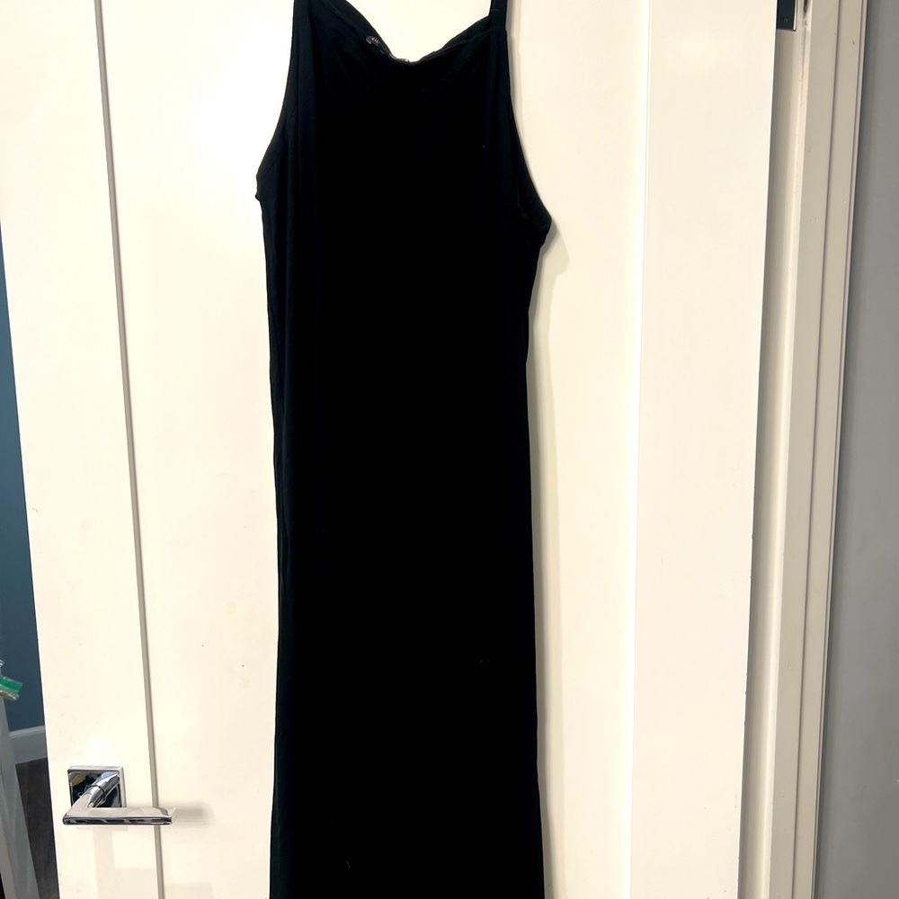 EILLEEN FISHER black tank midi dress- size L